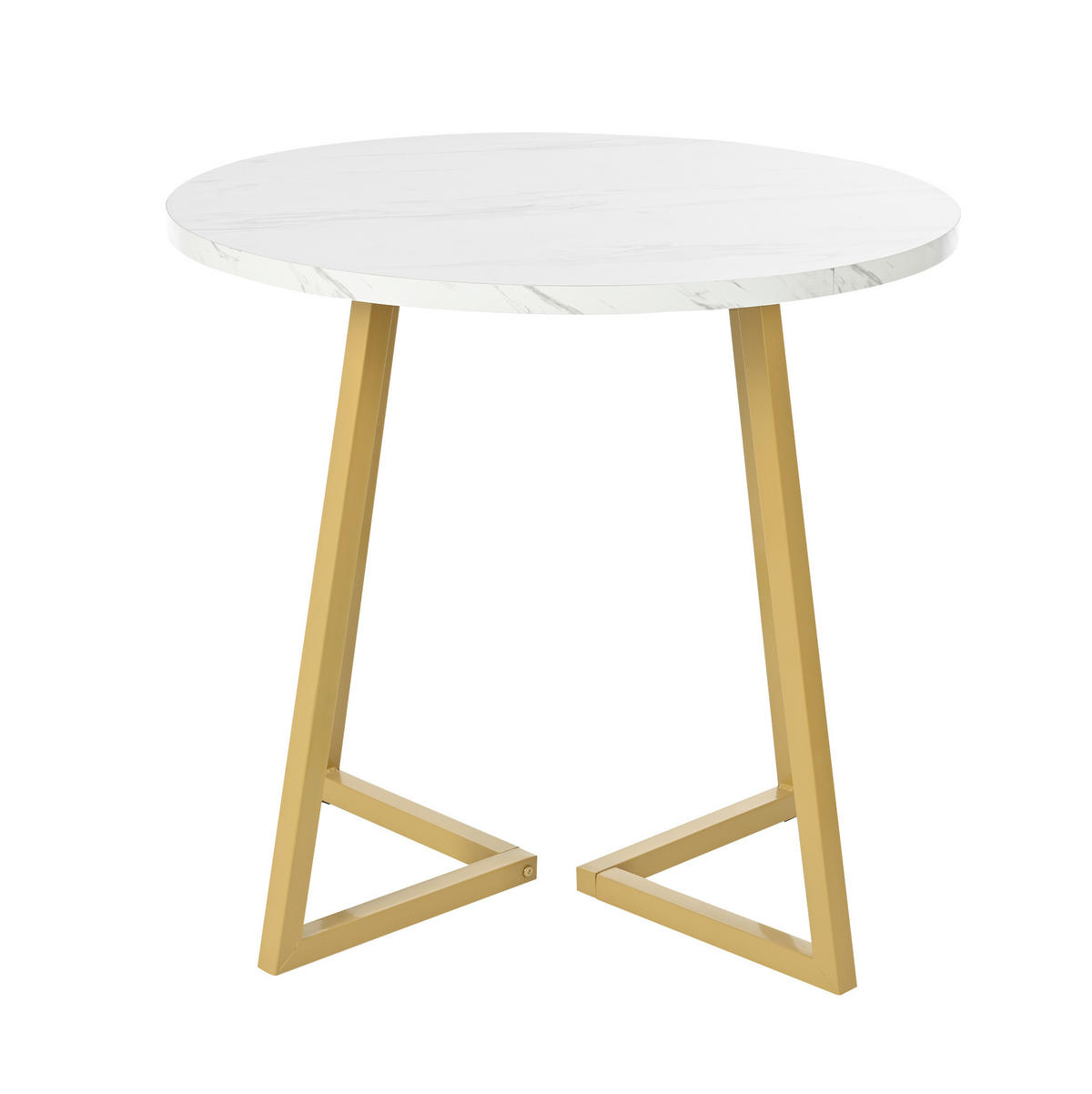 ESSTISCH 80/75 cm in Weiß mit Marmormuster und Metallgestell - Weiß, Holzwerkstoff (80/80/75cm) - Flora Grace