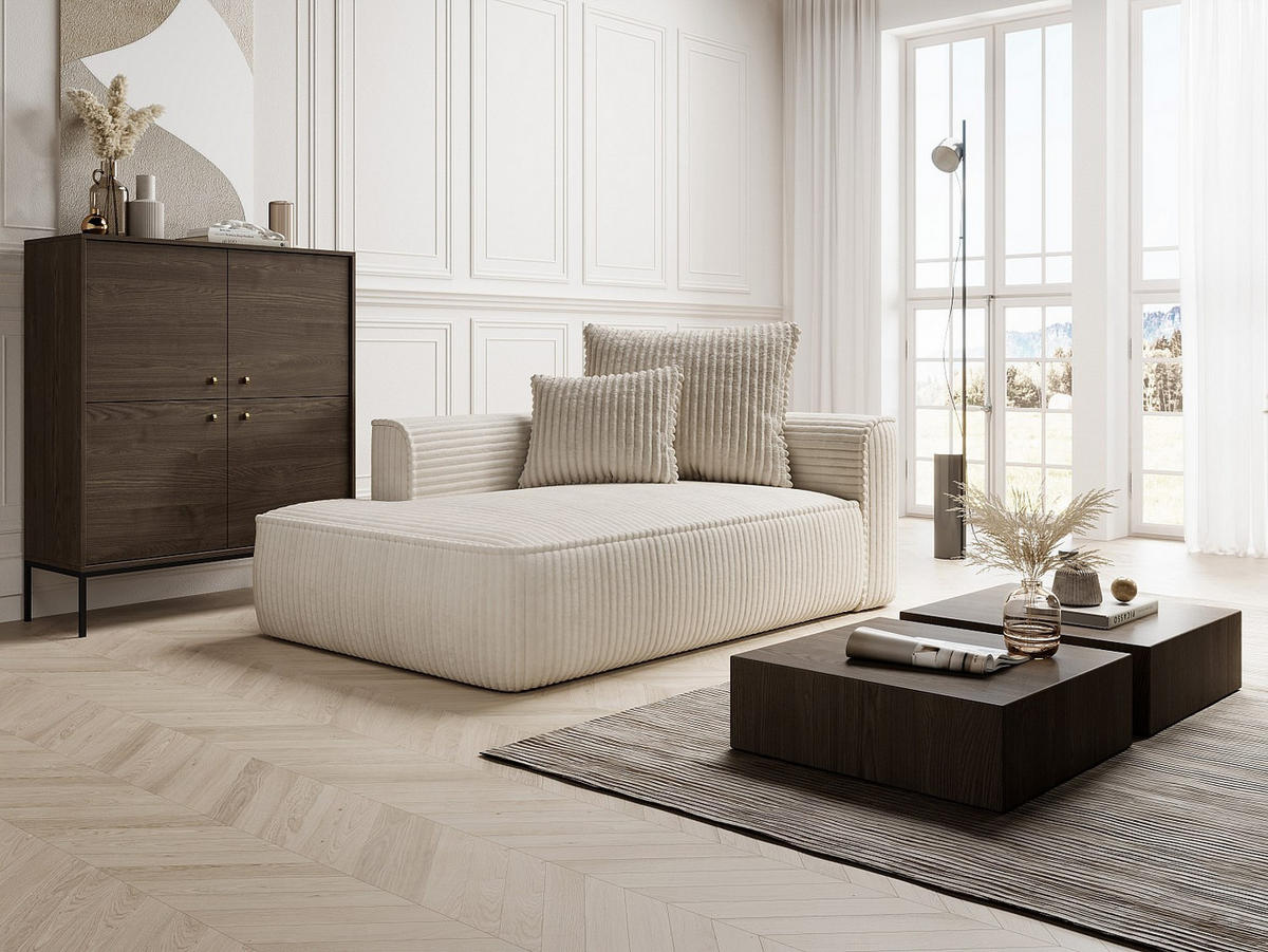 RECAMIERE ohne Schlaffunktion - 1 Person - Samt - Beige - - Beige, Textil (180/67/115cm) - Vente-Unique