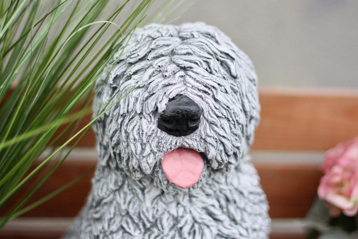 STEINFIGUR Bobtail, frostfester Betonsteinguss, lebensecht - Grau, Stein (22/34/25cm) - stoneandstyle