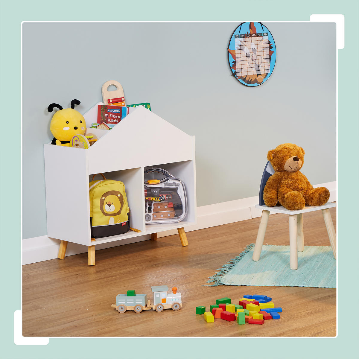 KINDERREGAL - Weiß, Holz/Holzwerkstoff (60/67/30cm) - Relaxdays