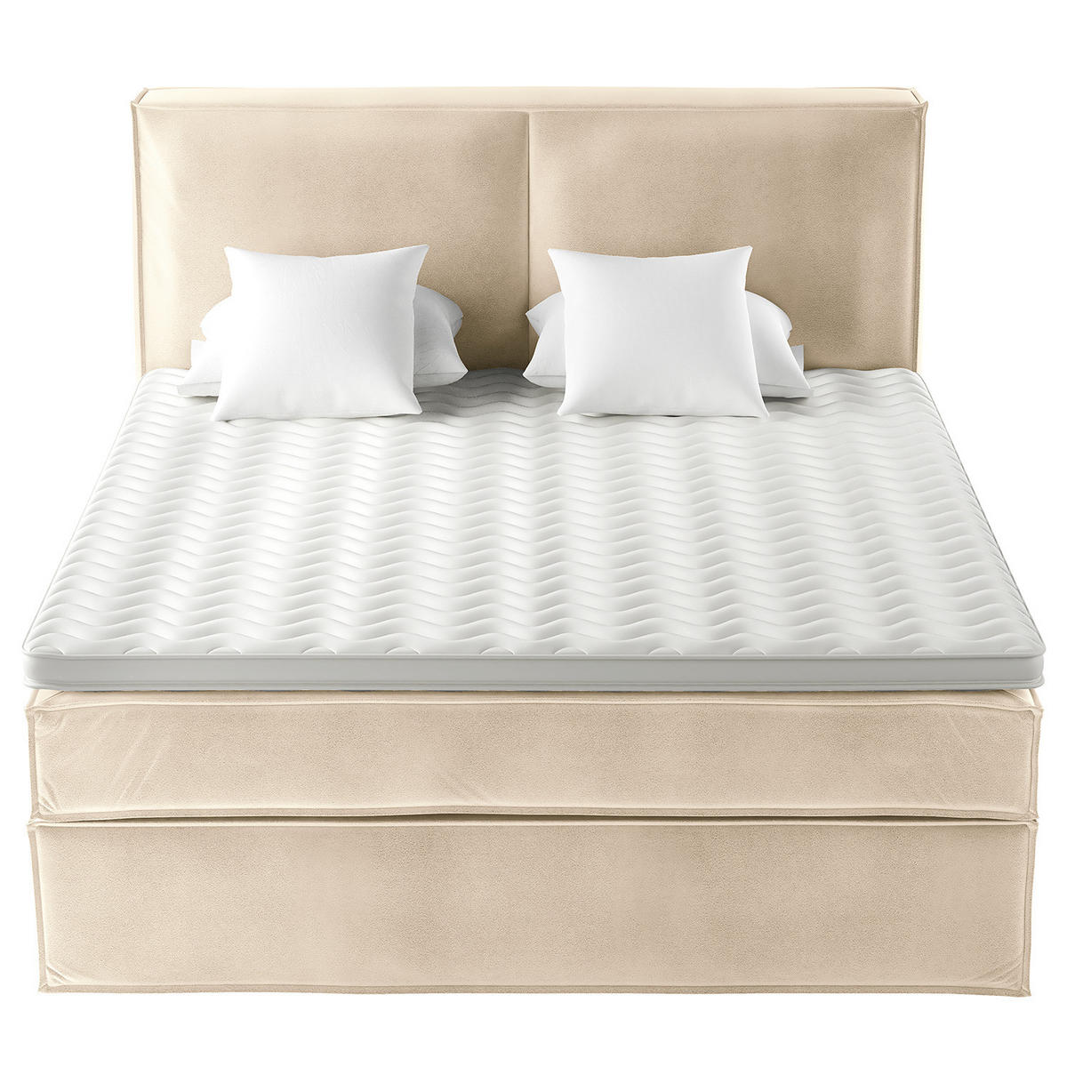 BOXSPRINGBETT mit Kopfteil - Premium - Creme, Textil (200/200cm) - home24