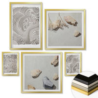 WANDBILDER 5er Set - 50x50 cm & 20x30 cm & 40x60 cm Goldrahmen - Moderne abstrakte Formen - Goldfarben, Kunststoff (40/60cm) - ArtPrintCave