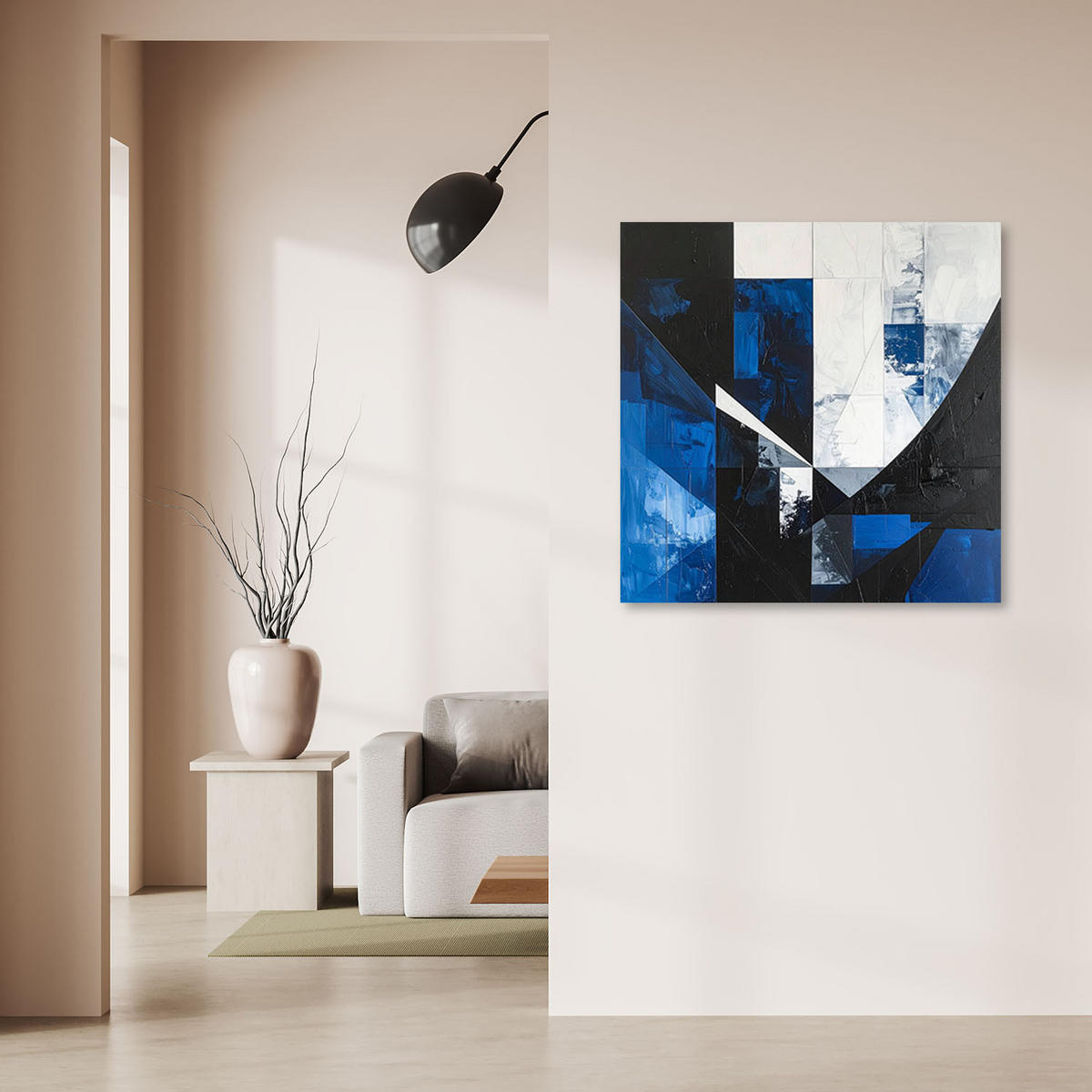 LEINWANDBILD 3D und geometrisch 50x50cm - Blau, Textil (50/50cm) - Feeby