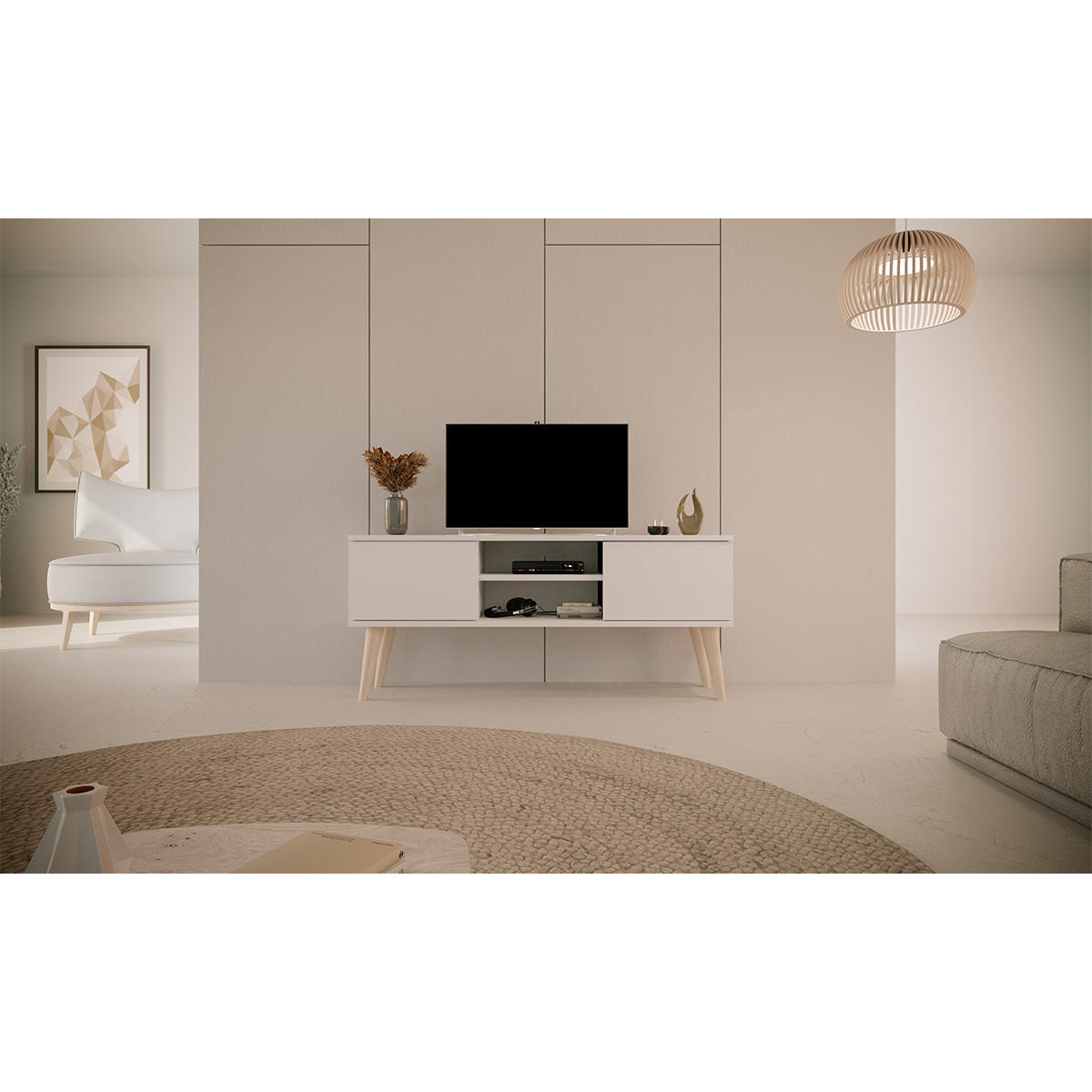 TV-MÖBEL Toronto Weiß - Weiß, Holzwerkstoff (55/35/120cm) - Petits-meubles