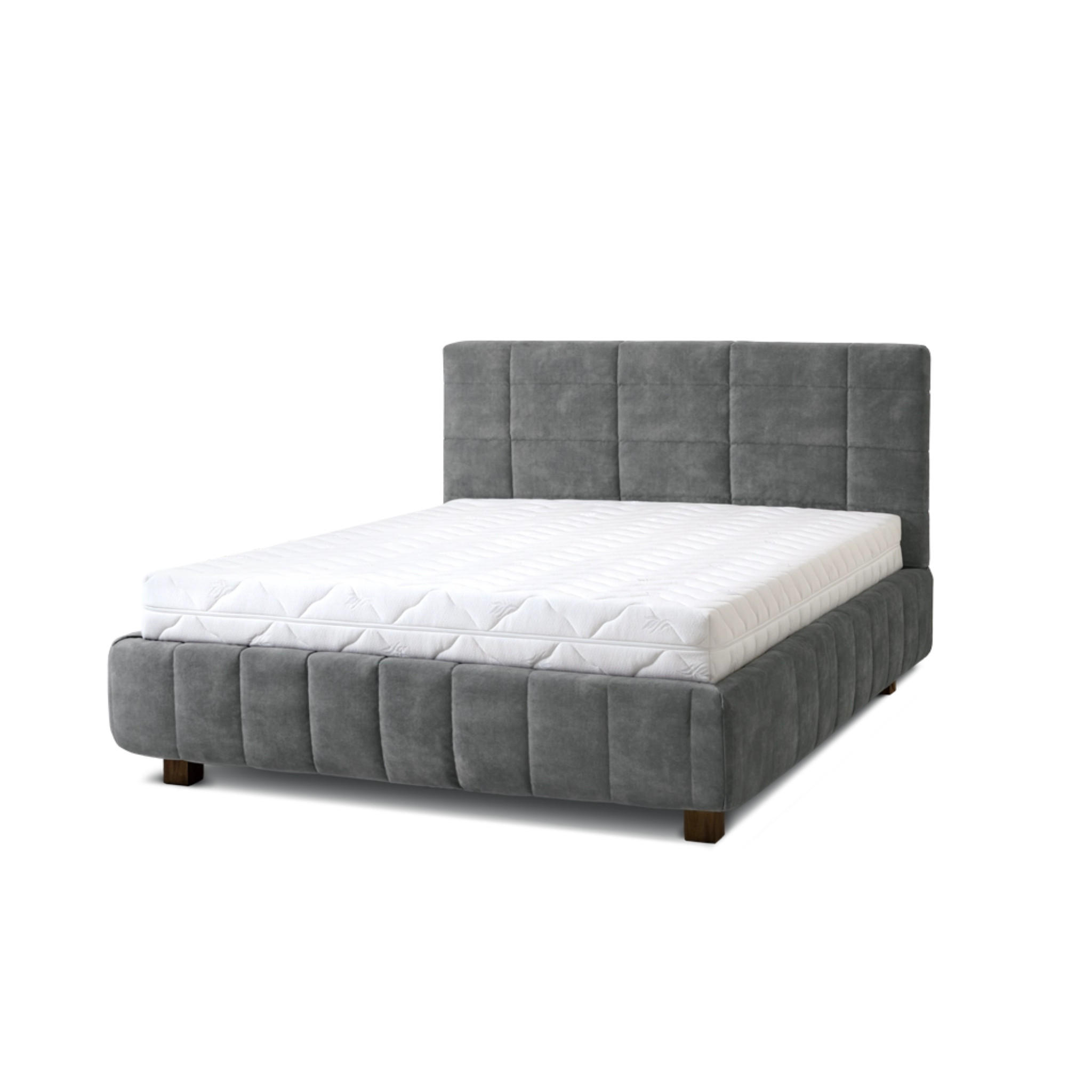 POLSTERBETT Reta 160x200 in Plüsch Cement Green Gray - Graubraun, Holz (160/200cm) - Letti Moderni