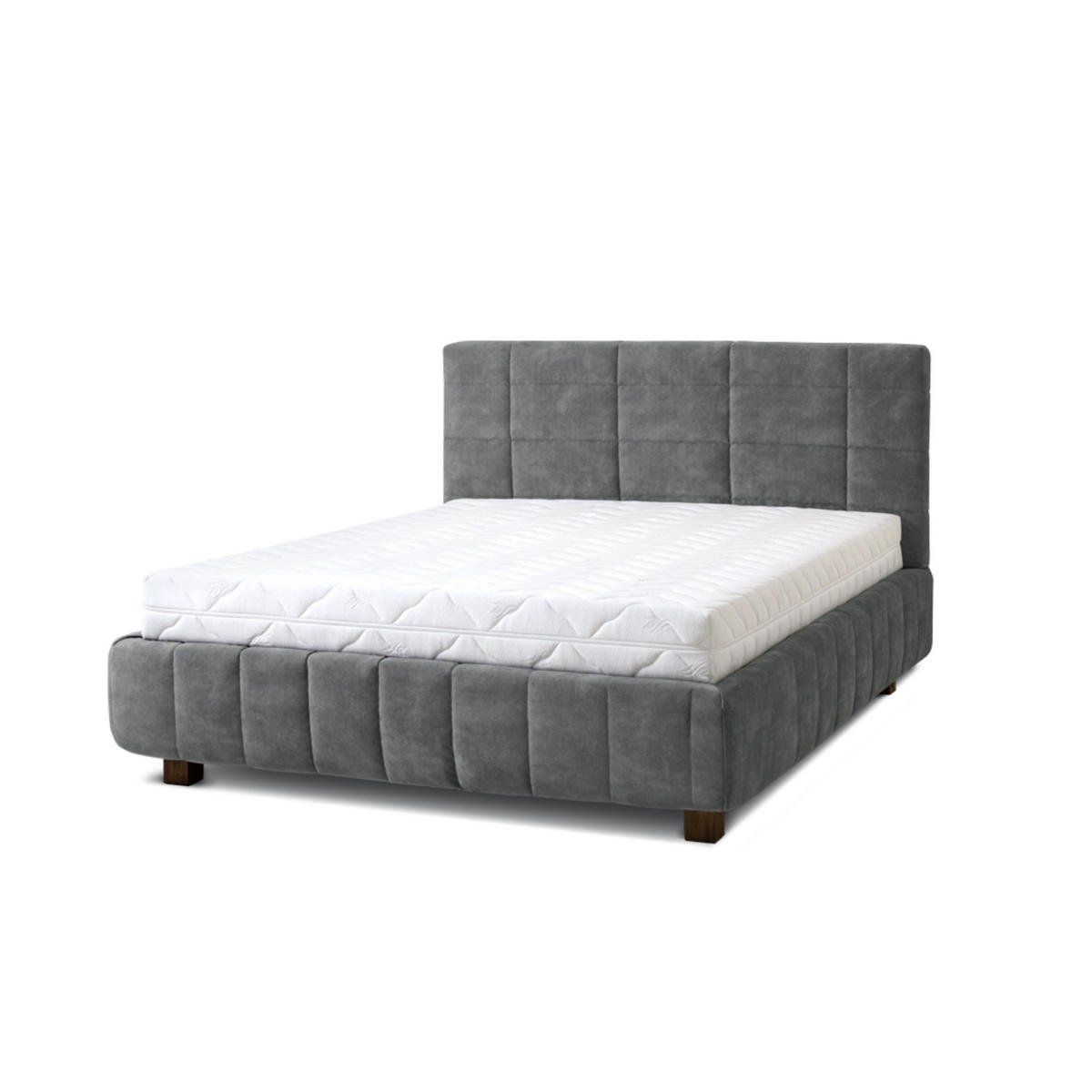 POLSTERBETT Reta 160x200 in Plüsch Cement Green Gray - Graubraun, Holz (160/200cm) - Letti Moderni