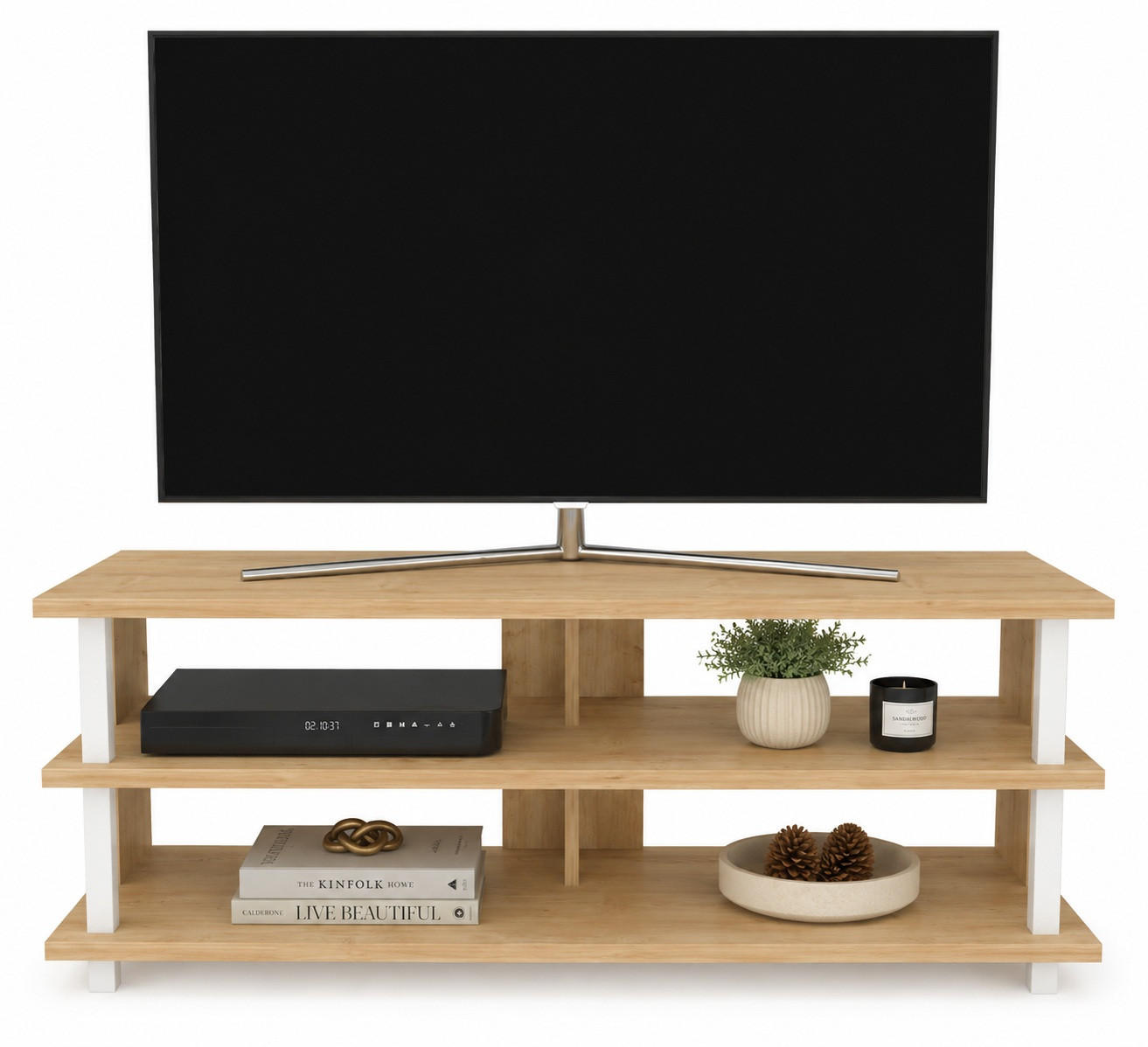 TV Board Pueblo Eiche Weiß - Eichefarben/Weiß, Holzwerkstoff (120/47/45cm) - Decorotika