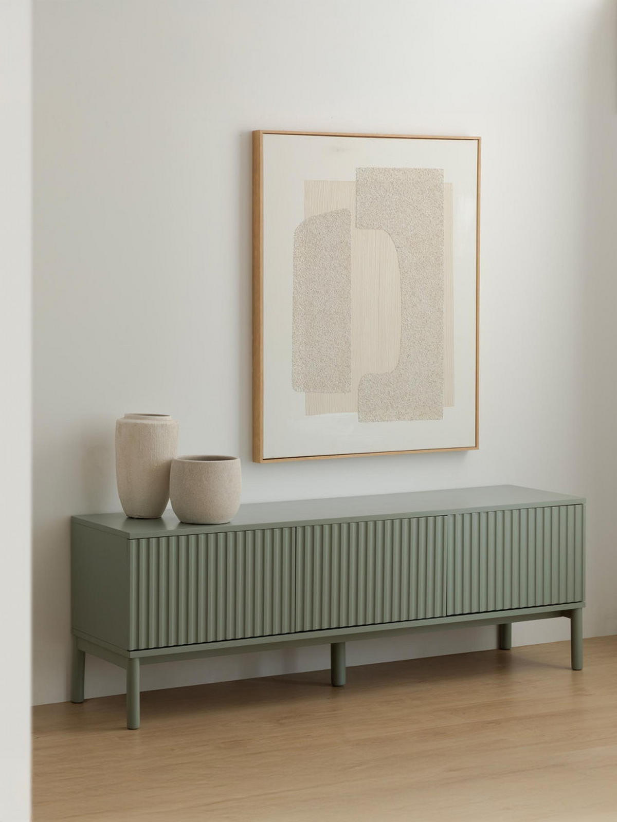 TV-ELEMENT Melton Grün 160 cm x 55 cm - Grün, Holzwerkstoff (160/55/40cm) - Kenay Home