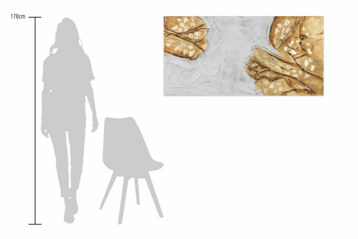 ACRYLBILD HANDGEMALT 100/50 cm - Goldfarben/Weiß, Holz/Textil (100/50cm) - KUNSTLOFT