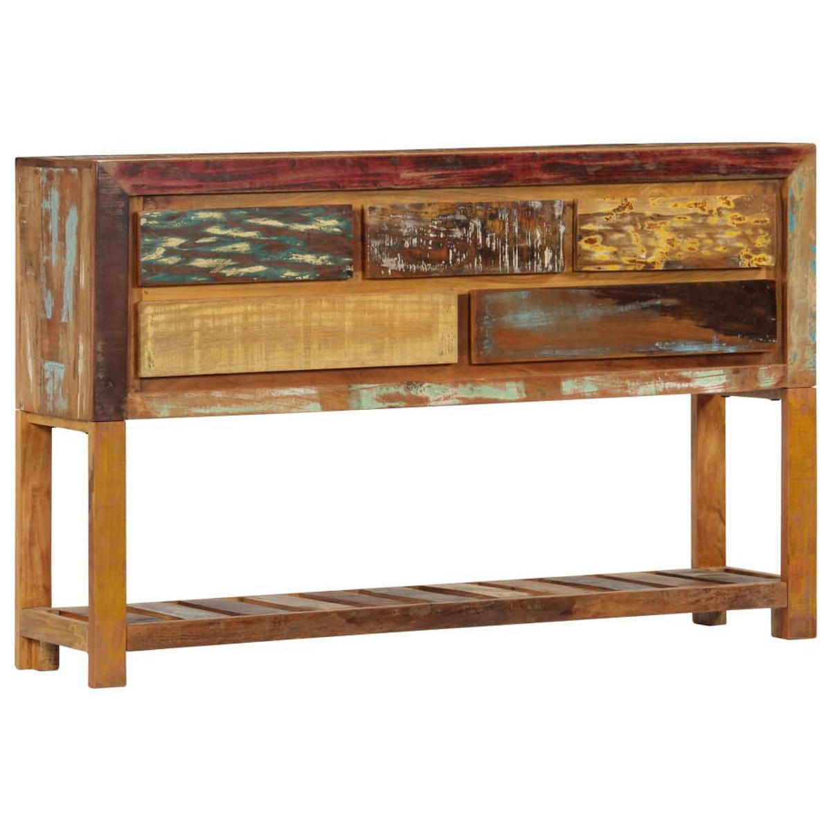 SIDEBOARD mit 5 Schubladen und Ablage, 120/30/75 cm, aus Massives Altholz - Multicolor, Holz (120/75/30cm) - vidaXL