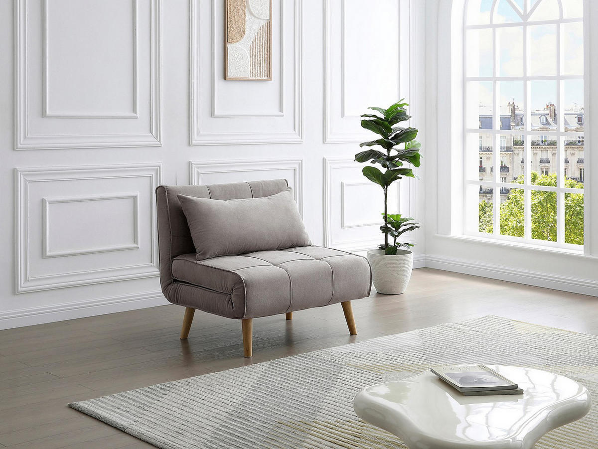 SCHLAFSESSEL - Stoff - Taupe - CHILA - Braun, Textil (90/83/82cm) - Vente-Unique