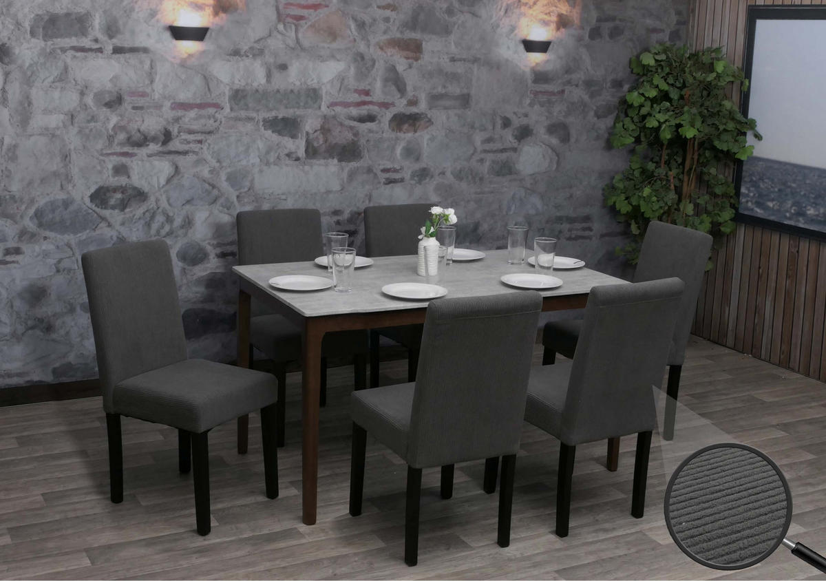 ESSZIMMERSTUHL Grau 6er-Set - Grau, Textil (42/90/50cm) - MCW