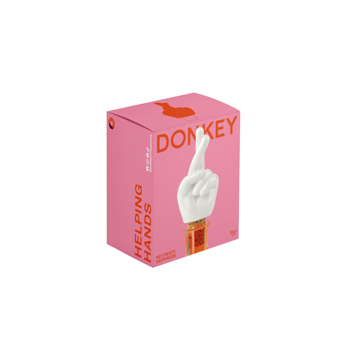 FLASCHENVERSCHLUSS Fingers Crossed, Porzellan, Kork, Weiß - Weiß, Keramik (3/11/4.5cm) - Donkey Products