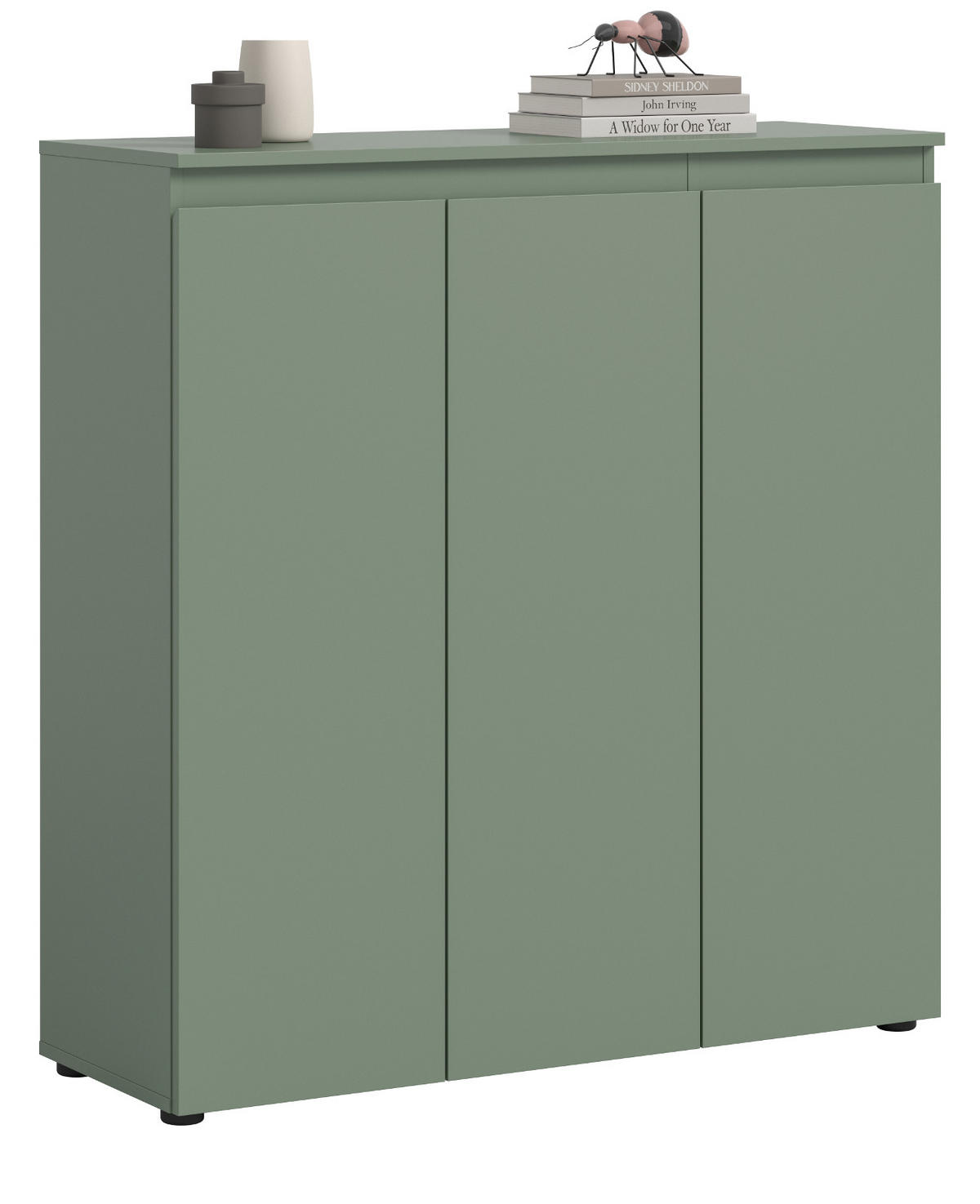 KOMMODE grün 105 x 11 cm, Anrichte mit 10 Fächern - Schwarz/Grün, Holzwerkstoff/Kunststoff (105/111/37cm) - Inn.Furn