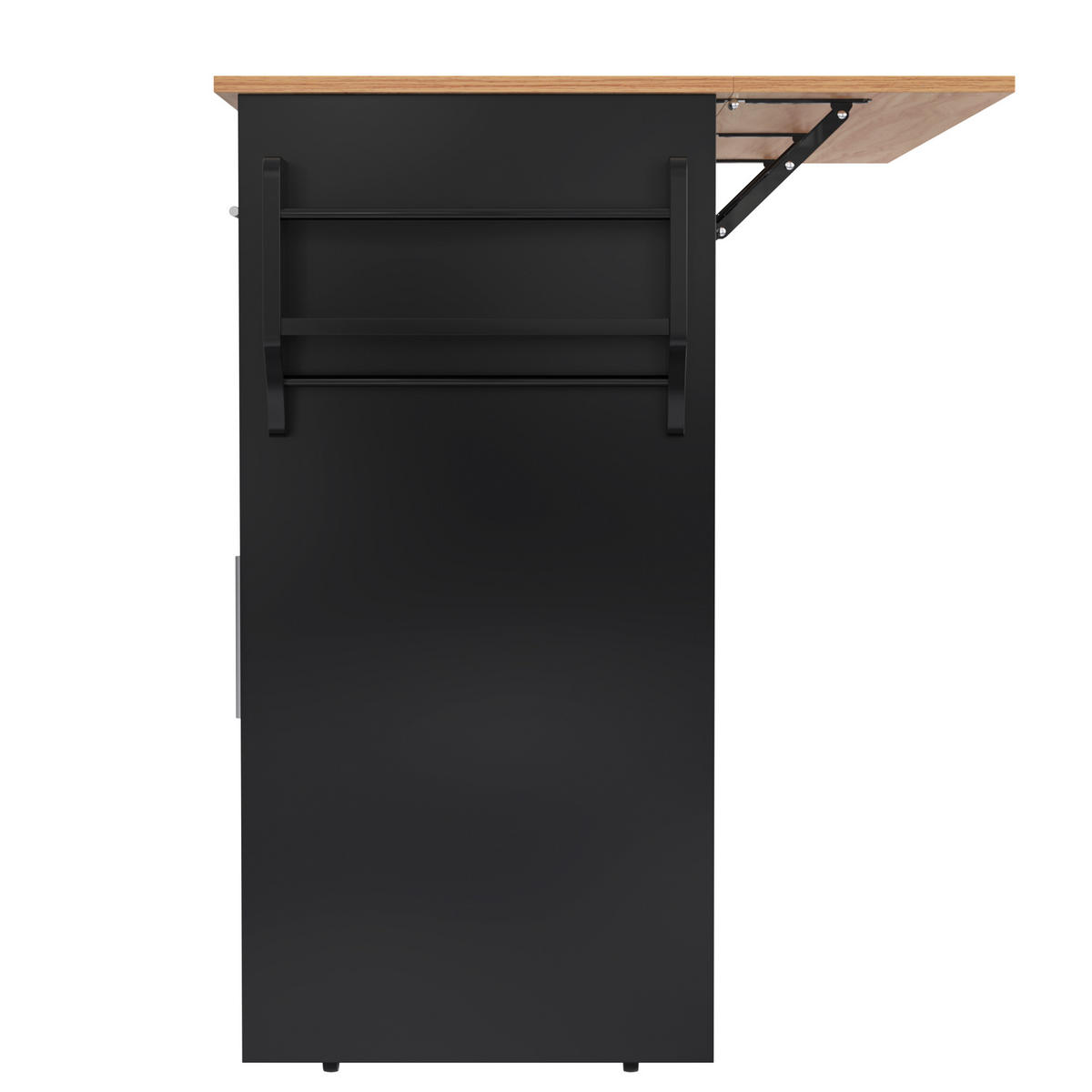 KÜCHENINSEL DE-41292 120/46-70/91 cm mit klappbarer Tischplatte Schwarz - Schwarz, Holzwerkstoff (120/91.5/71cm) - ComfortXL