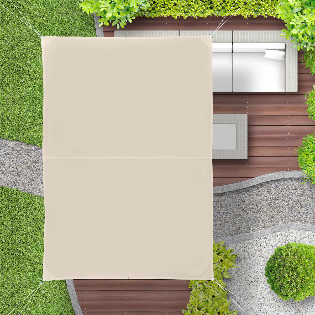 SONNENSEGEL - Beige, Textil/Metall (400/200cm) - Relaxdays