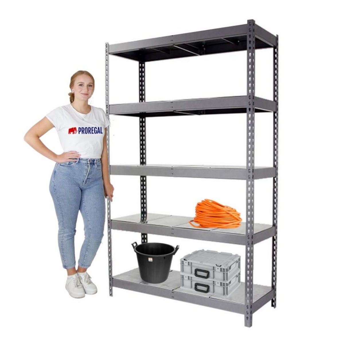 SCHWERLASTREGAL METAL BEAST FIVE | HxBxT 200x210x90cm | Fachlast 500kg | Grau - Grau, Metall (210/200/90cm) - PROREGAL