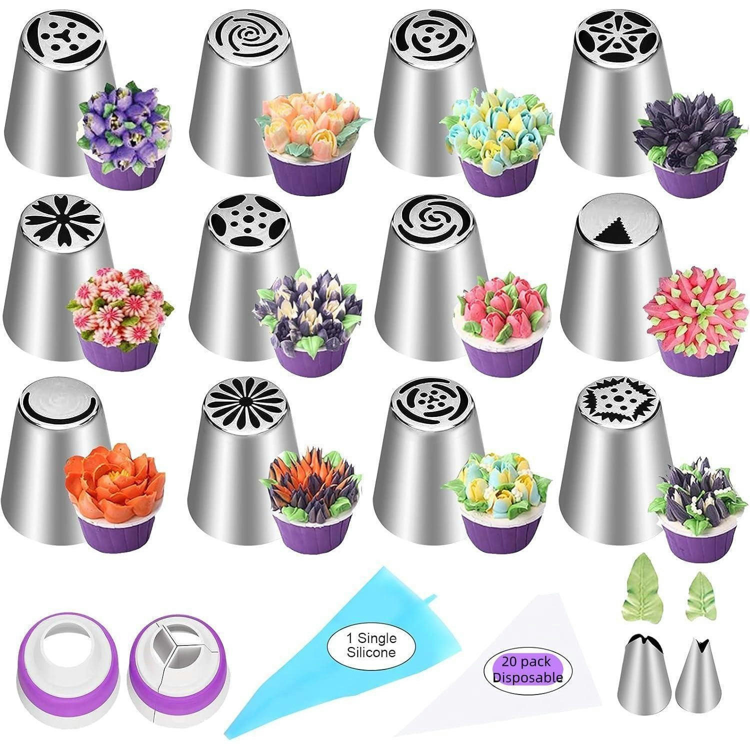SPRITZTÜLLEN Set 15-teilig Edelstahl - Silberfarben, Metall (10/4.5/10cm)