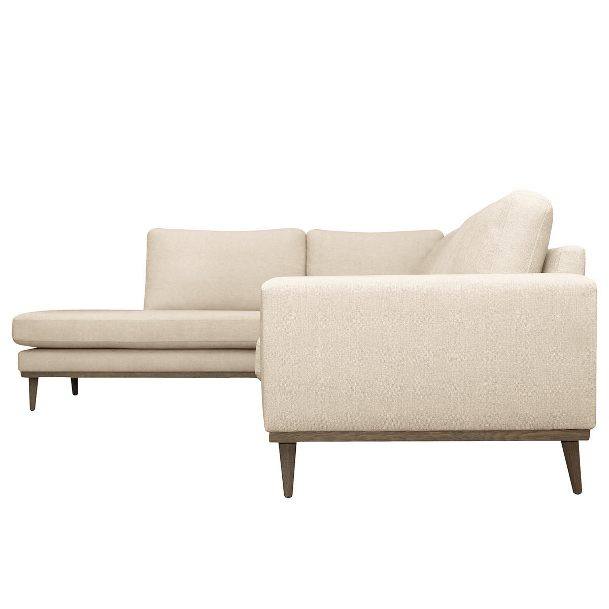 ECKSOFA mit Ottomane - Eichefarben/Creme, Eichenholz/Textil (287/219cm) - home24