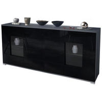 SIDEBOARD Grömitz Schwarz Hochglanz - Schwarz Hochglanz, Holzwerkstoff (166.5/75.5/35cm) - Vladon