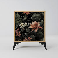 SIDEBOARD SECRET VERDURE, Eichefarben, 57,5x42x70,5 cm, Schwarze Metall-Sternfüße - Eichefarben/Multicolor, Holzwerkstoff/Metall (57.5/70.5/42cm) - SpaceRebels