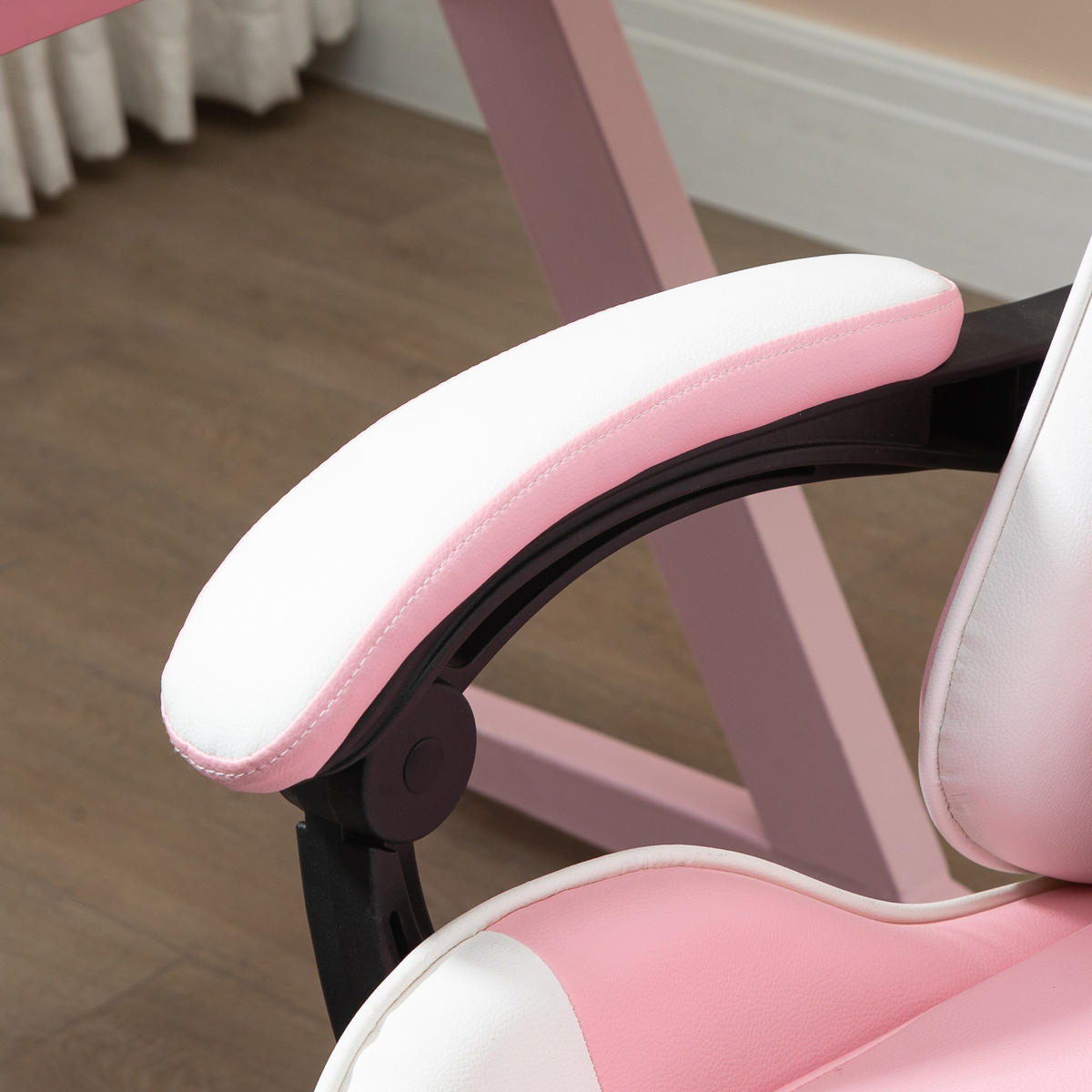 DREHSTUHL 64/67/119-127 cm pink aus Schaumstoff mit Fußstütze - Pink, Kunststoff (67/127/64cm) - OKWISH