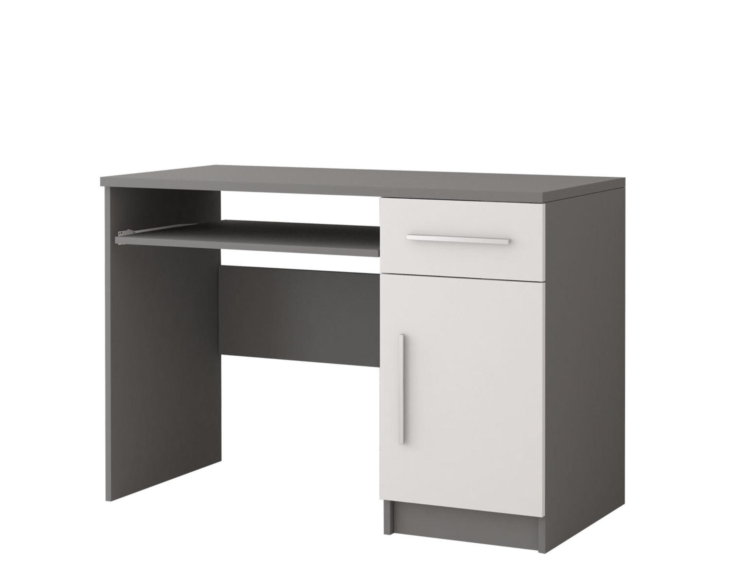 KINDERSCHREIBTISCH OLMO 08 110/50/76 Weiß/Grau - Weiß/Grau, Holzwerkstoff (110/76/50cm) - Deine Möbel 24