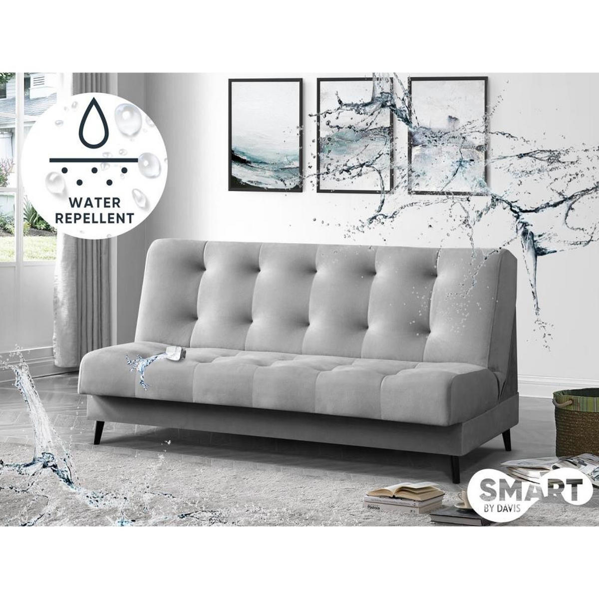 3-SITZER Schlafsofa Nancy hellgrau - Hellgrau, Holz/Textil (220/89/93cm) - Beautysofa