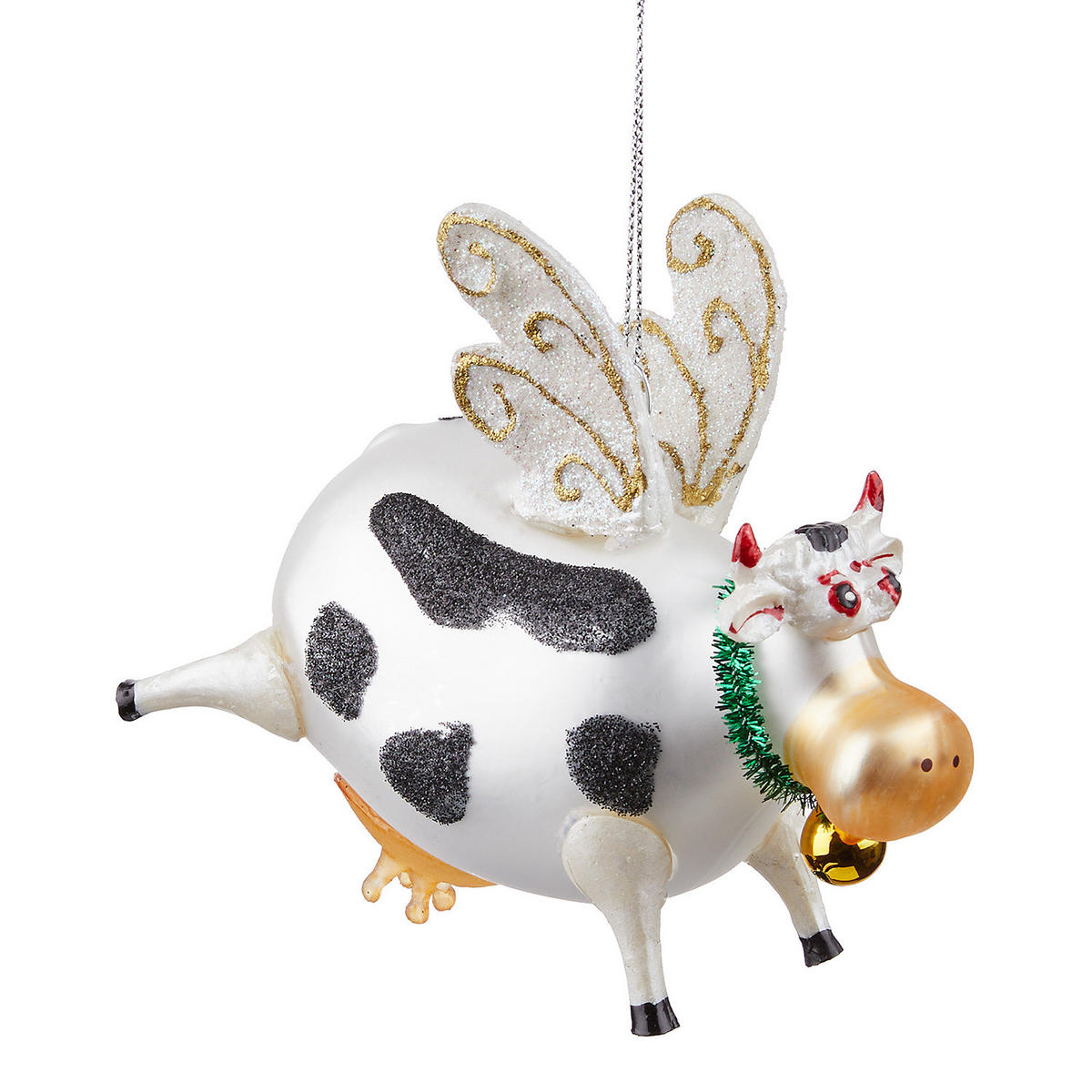 BAUMANHÄNGER Hang On Fliegende Kuh - Weiß, Glas (12/10/6cm) - Butlers