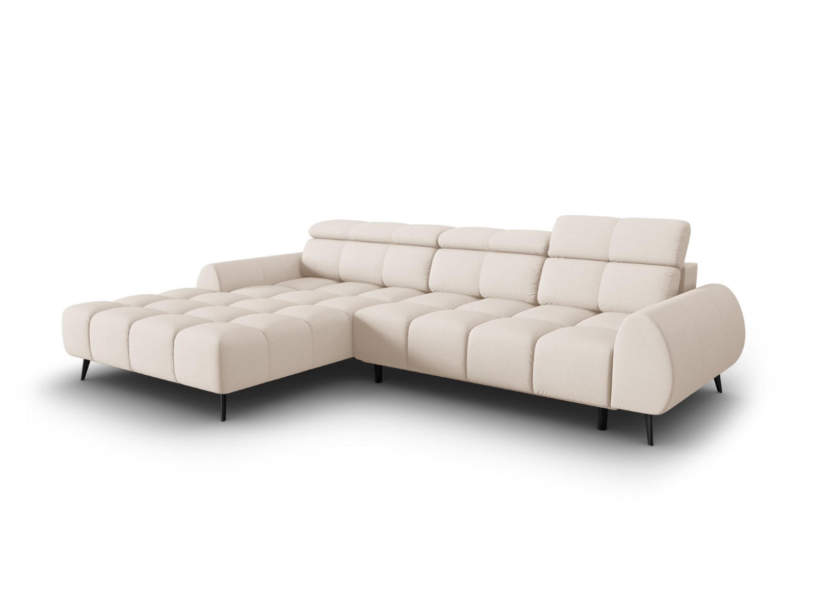 ELEKTRISCHES-ECKSOFA links Alyse aus strukturiertem Stoff leichtes beige 5 Sitzplätze - Beige, Textil (188/295cm) - Micadoni