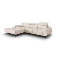 ELEKTRISCHES-ECKSOFA links Alyse aus strukturiertem Stoff leichtes beige 5 Sitzplätze - Beige, Textil (188/295cm) - Micadoni