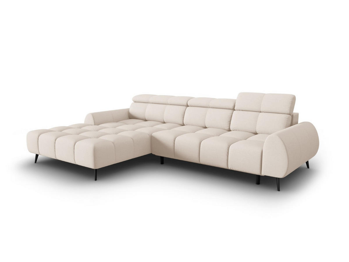 ELEKTRISCHES-ECKSOFA links Alyse aus strukturiertem Stoff leichtes beige 5 Sitzplätze - Beige, Textil (188/295cm) - Micadoni