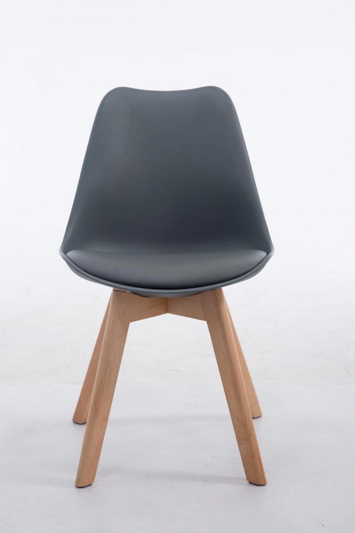 STUHL Lederlook grau - Eukalyptusholzfarben/Grau, Holz/Textil (48/84/41.5cm) - CLP