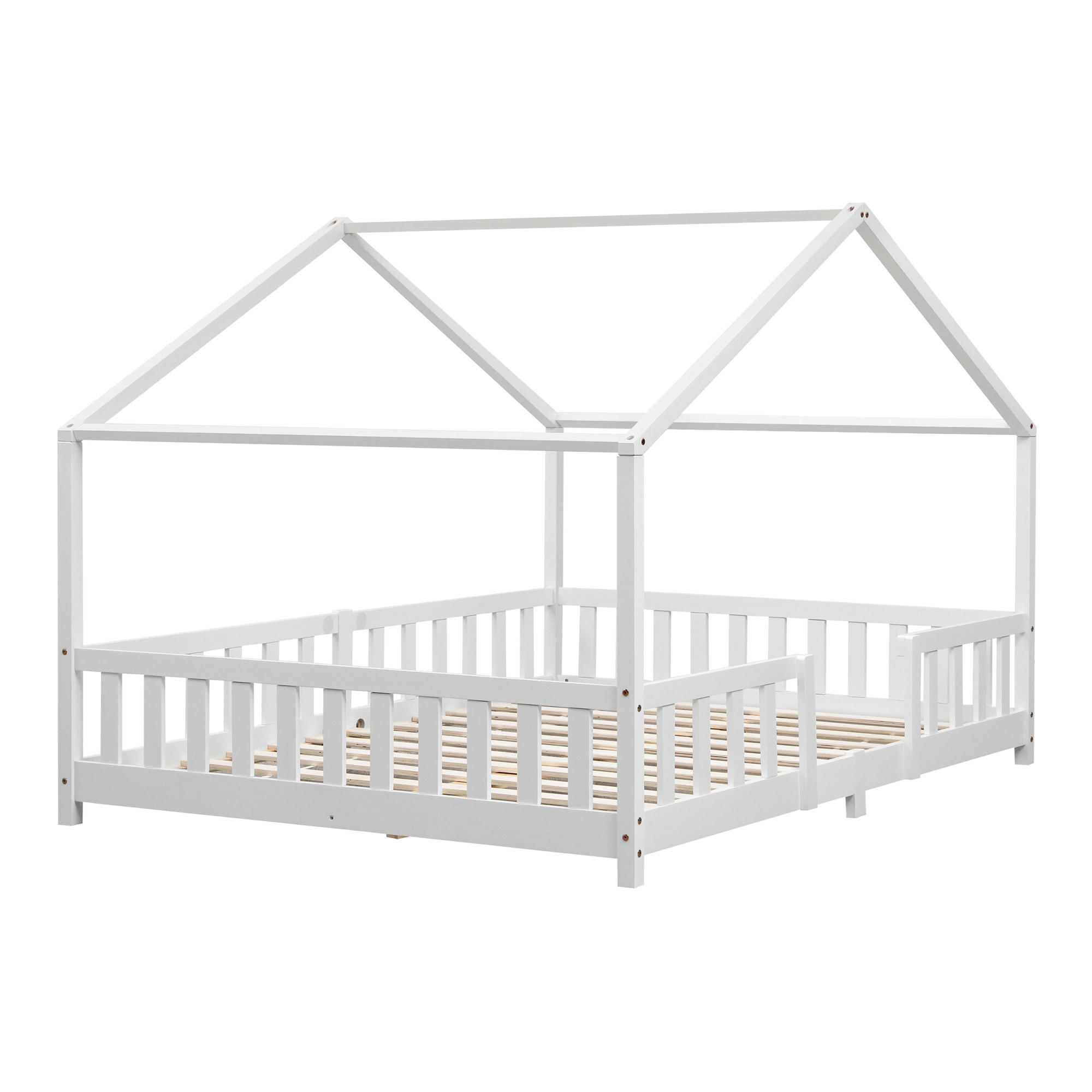 HAUSBETT Treviolo - Weiß, Holz (140/200cm) - [en.casa]