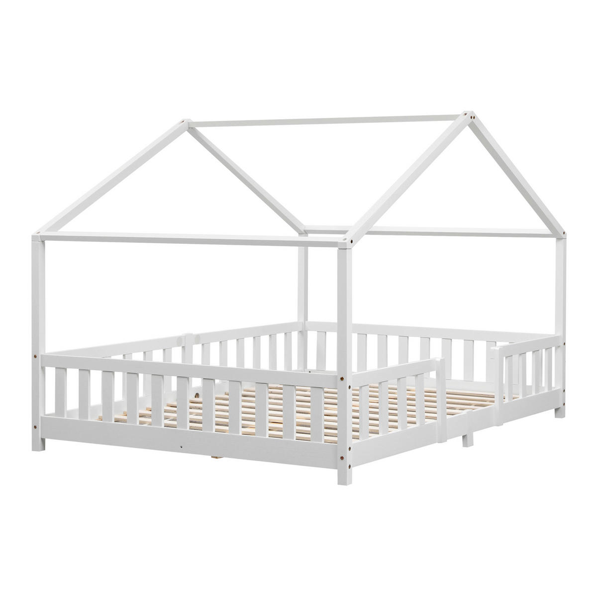 HAUSBETT Treviolo - Weiß, Holz (140/200cm) - [en.casa]