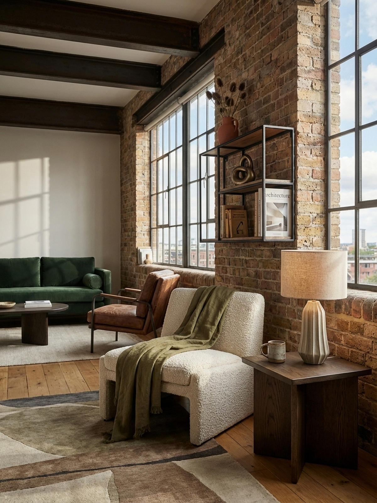 WANDREGAL Mango Massivholz Industrial Stil 60x40x18 cm - Beige/Schwarz, Holz/Metall (60/40/18cm) - KADIMA DESIGN