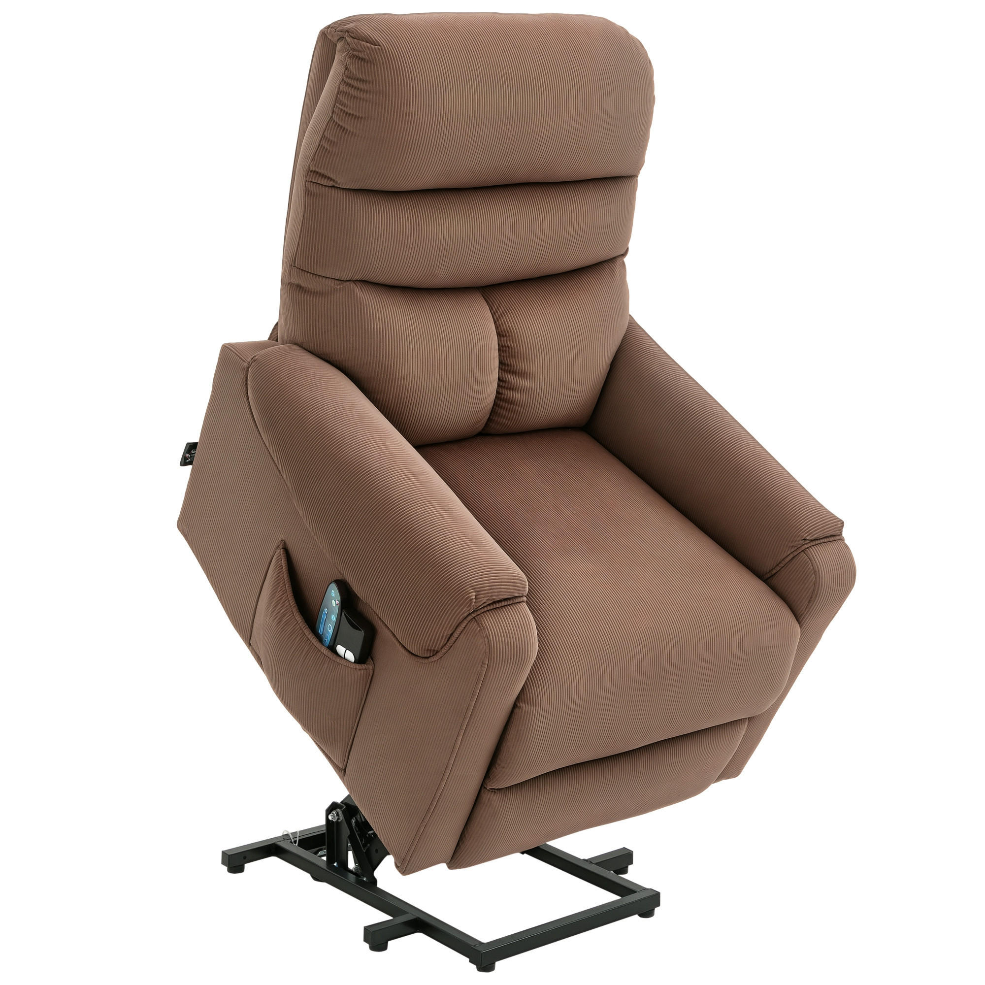 FERNSEHSESSEL, Relaxsessel, verstellbar, Massage, Aufstehhilfe, Polyester, Fernbedienung, Braun - Multicolor, Holzwerkstoff (93/110/83cm) - FORIOUS