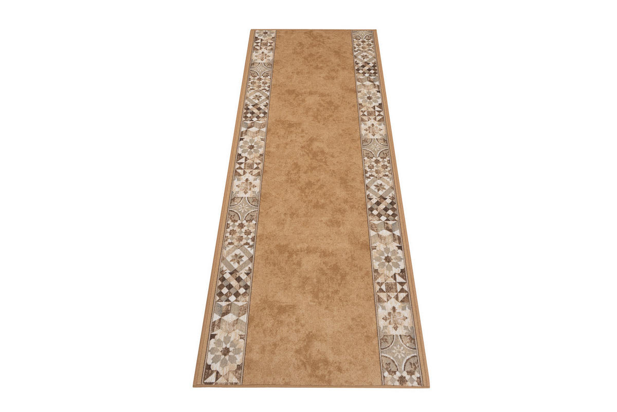 TEPPICHLÄUFER Anti-Rutsch Sandfarben rutschfest Gummiunterlage 100/500 cm - Sandfarben, Textil (100/500cm) - Tapiso