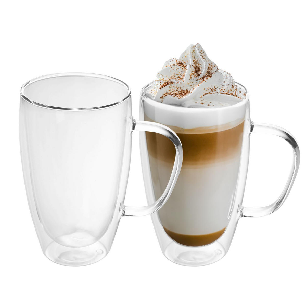 KAFFEEGLAS 400 ml (2er-Set) - Transparent, Glas - Intirilife