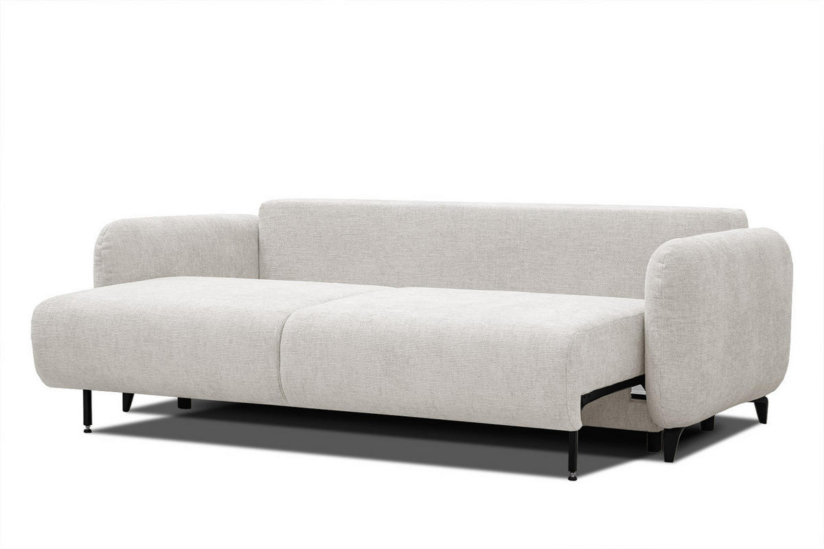 SOFA DRAKE 3-Sitzer mit Schlaffunktion, ecru - Ecru/Braun, Holz/Textil (232/90/107cm) - Courtois Laville