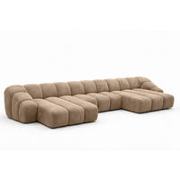 ECKSOFA Modulare U-Form, Veloursstoff Bluvel, Latte, CROISSANT U - Hellbraun, Holz (413/72/190cm) - Kaiser Möbel