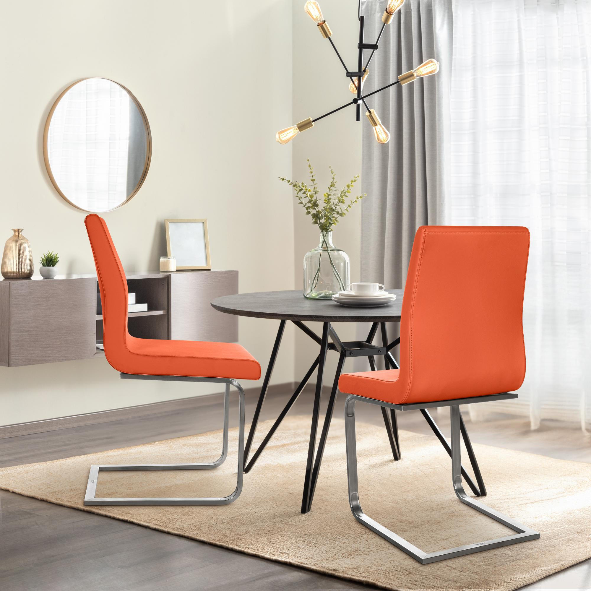 SCHWINGSTUHL Lederlook Orange - Edelstahlfarben/Orange, Textil/Metall (40/90/50cm) - CLP
