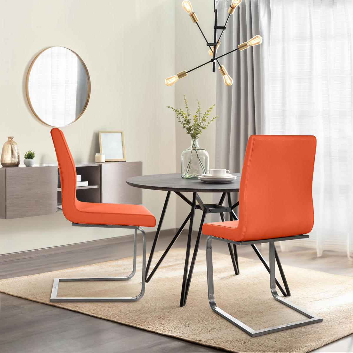 SCHWINGSTUHL Lederlook Orange - Edelstahlfarben/Orange, Textil/Metall (40/90/50cm) - CLP