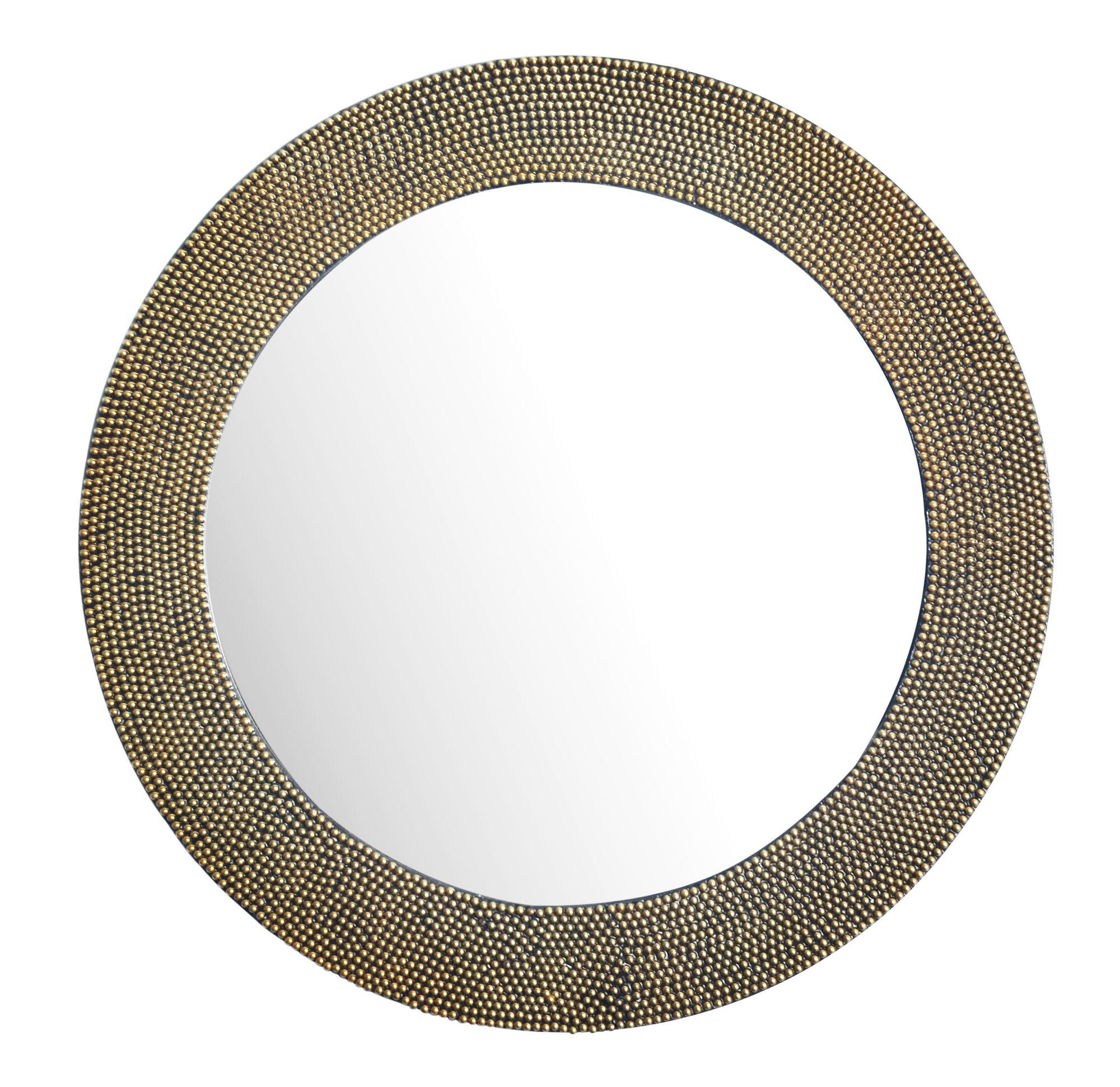 WANDSPIEGEL Rund Metall Gold 60 cm Mit Perlenrahmen - Goldfarben, Glas (60/60/3cm) - KADIMA DESIGN