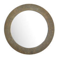 WANDSPIEGEL Rund Metall Gold 60 cm Mit Perlenrahmen - Goldfarben, Glas (60/60/3cm) - KADIMA DESIGN