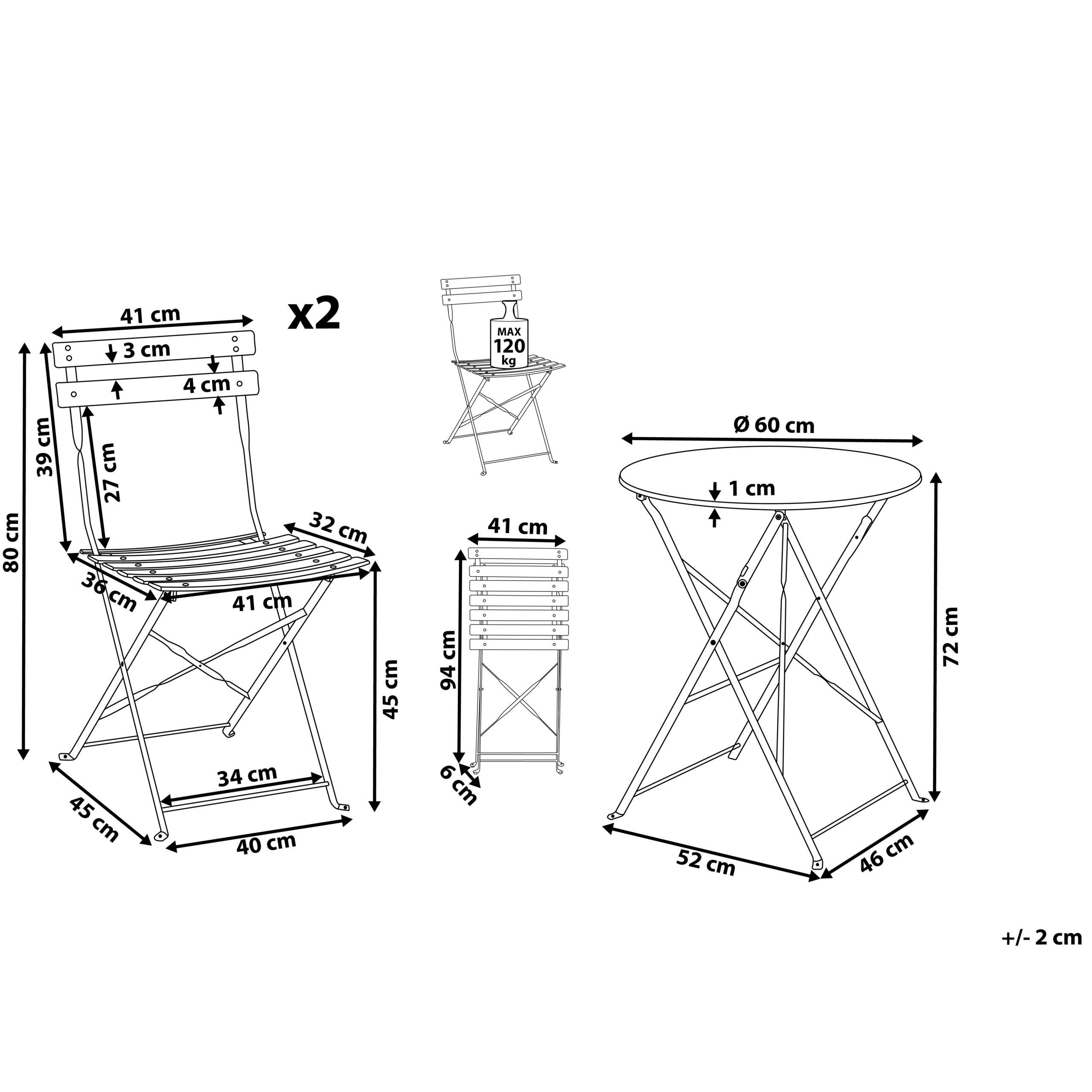 Thumbnail - Beliani Balkonset, Violett, Metall, 2-Sitzer, Balkonmöbel, Balkonmöbel-Sets