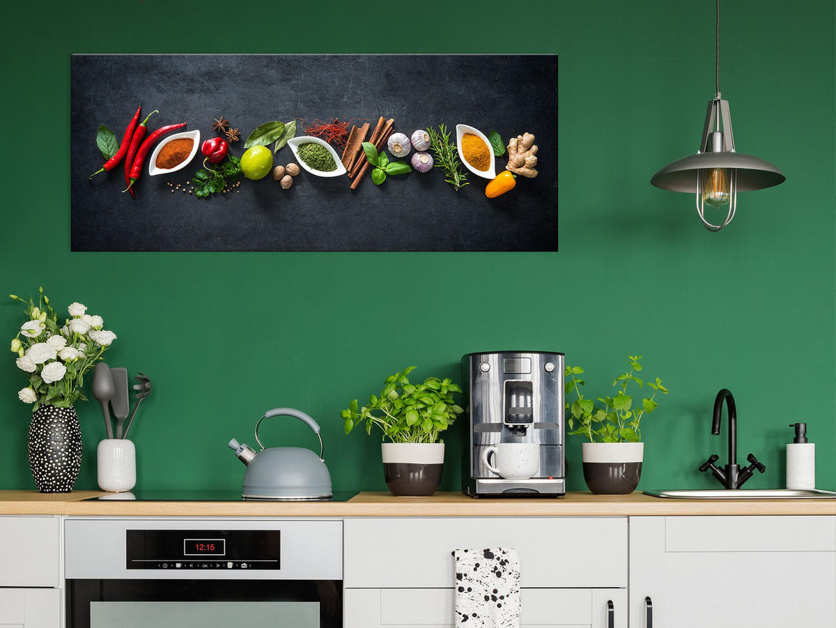 GLASBILD 125x50 cm Bild Küche Kräuter - Rot, Glas (125/50cm) - artissimo