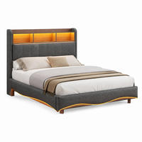 POLSTERBETT mit Stauraum, LED und USB 140x200 cm Grau - Grau, Metall (140/200cm) - Meubliv