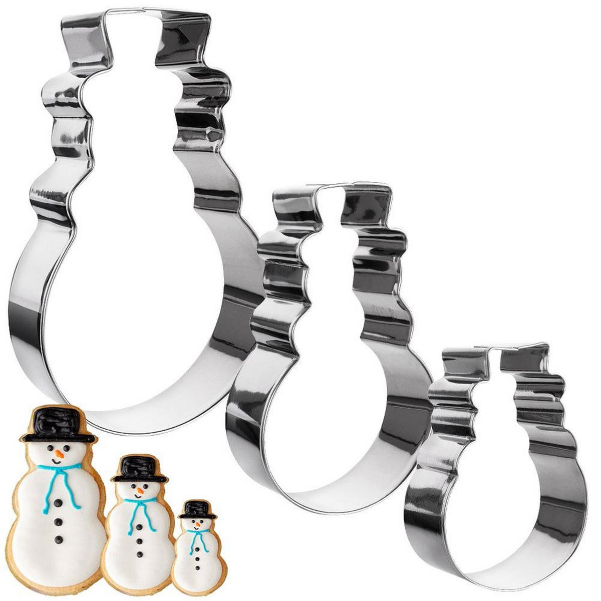 AUSSTECHFORM-SET Schneemann 3-teilig Silber - Silberfarben, Metall (8.5/2.5/13cm) - La Cucina