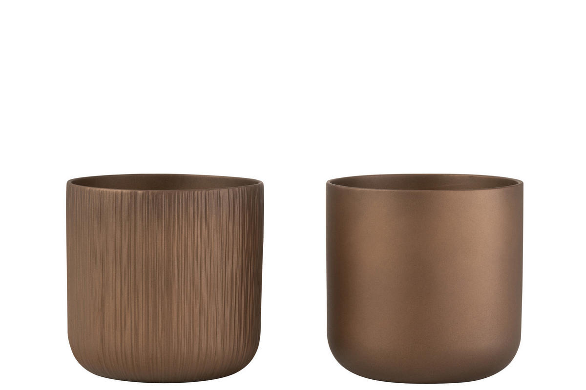 BLUMENTOPF GEN - Keramik - Gold/Kupfer - XL - 2er Set - Ø 21 cm - Kupferfarben, Keramik (21/20.5cm) - J-Line